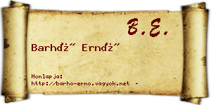 Barhó Ernő névjegykártya
